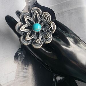 Silver and Turquoise Adjustable Ring Kevin Billah Navajo Made (New w/tag)
